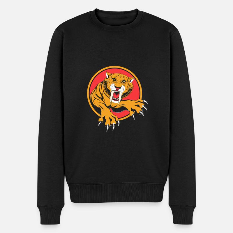 Säbelzahntiger Urzeit - Männer Premium Bio Pullover - Schwarz