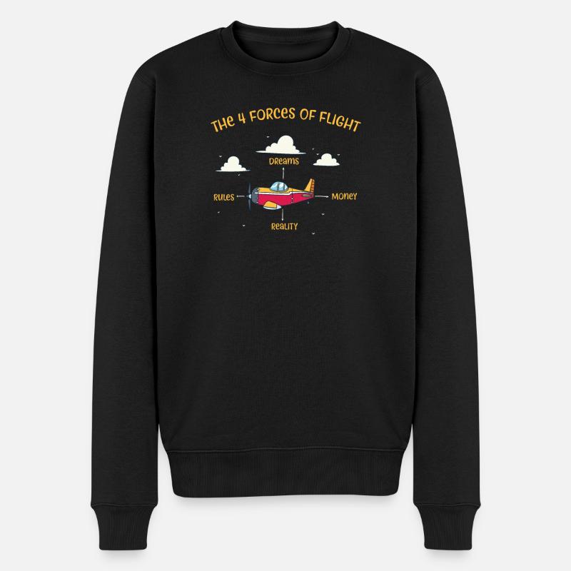 Flieger Piloten Fliegerei Vier Kräfte des Fliegens - Männer Premium Bio Pullover - Schwarz