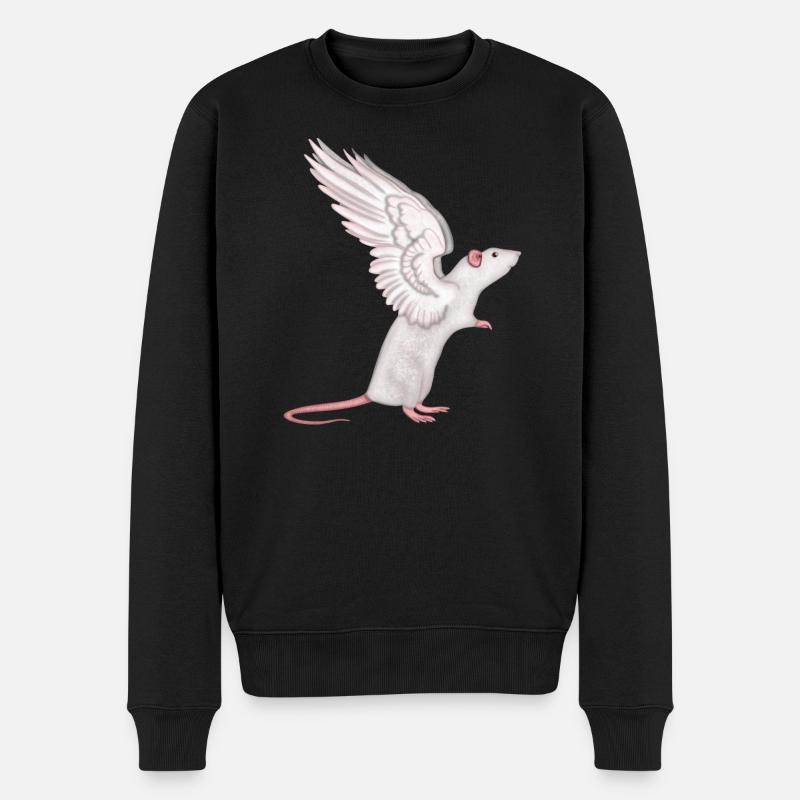 Ratte Engel - Männer Premium Bio Pullover - Schwarz