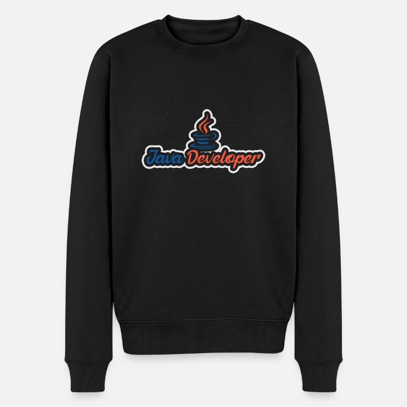 Java Developer with Coffee - Männer Premium Bio Pullover - Schwarz
