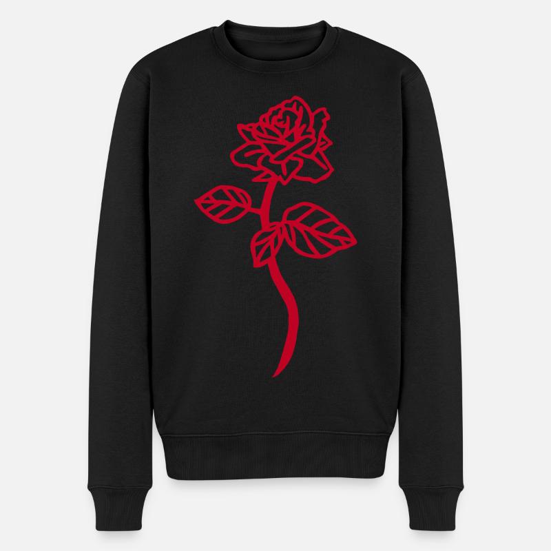 Die rote Rose - Männer Premium Bio Pullover - Schwarz