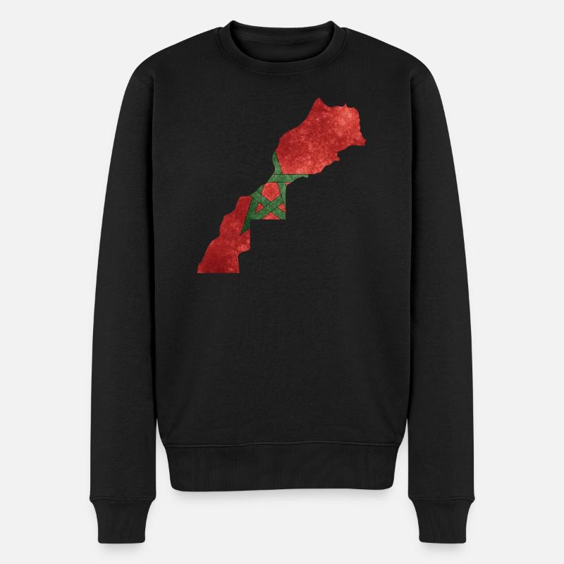 Marokko - Landesgrenze in Nationalfahne - Männer Premium Bio Pullover - Schwarz