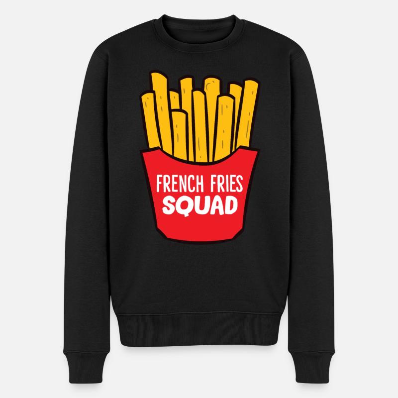 Pommes - French Fries Squad - Männer Premium Bio Pullover - Schwarz