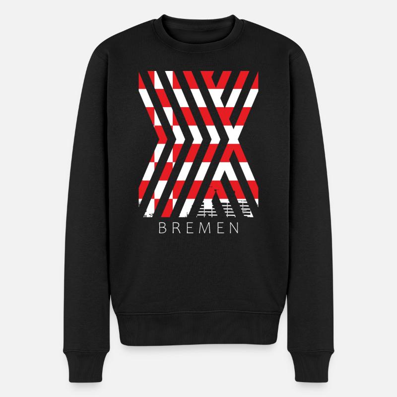 Bremen Flagge Bremer Fahne - Männer Premium Bio Pullover - Schwarz