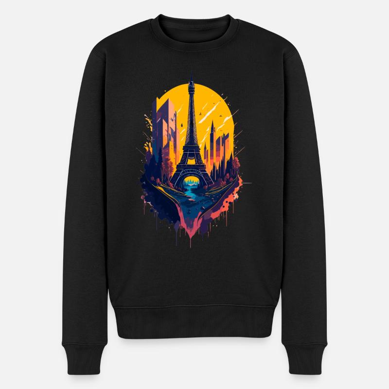 Tour abstraite de Paris - Pull Premium bio Homme - noir