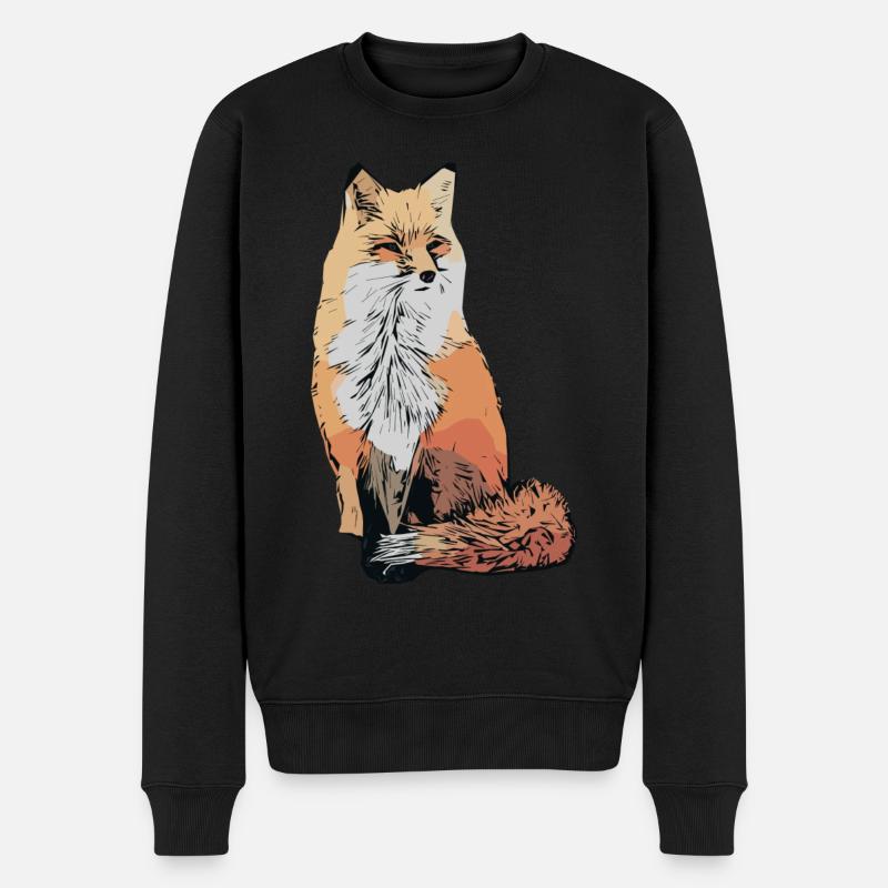 Fuchs Fuchsmotiv Tier Motiv - Männer Premium Bio Pullover - Schwarz