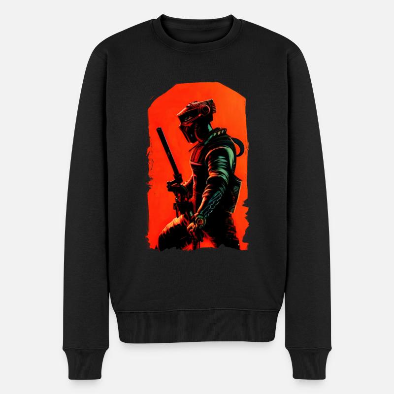 Steampunk Samurai - Männer Premium Bio Pullover - Schwarz