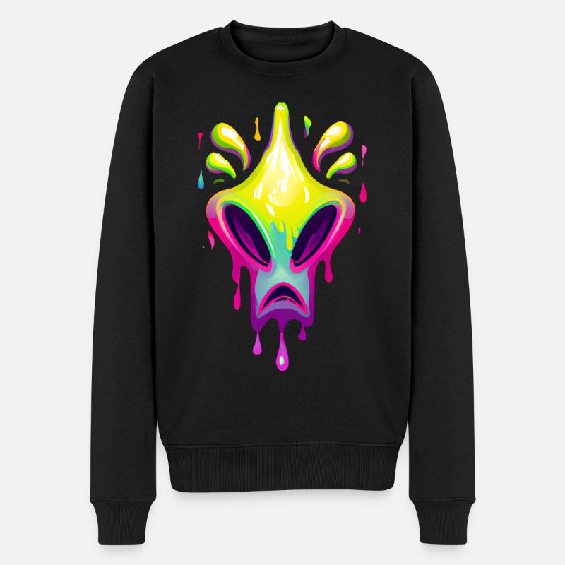 Farbenfroher Alien - Männer Premium Bio Pullover - Schwarz