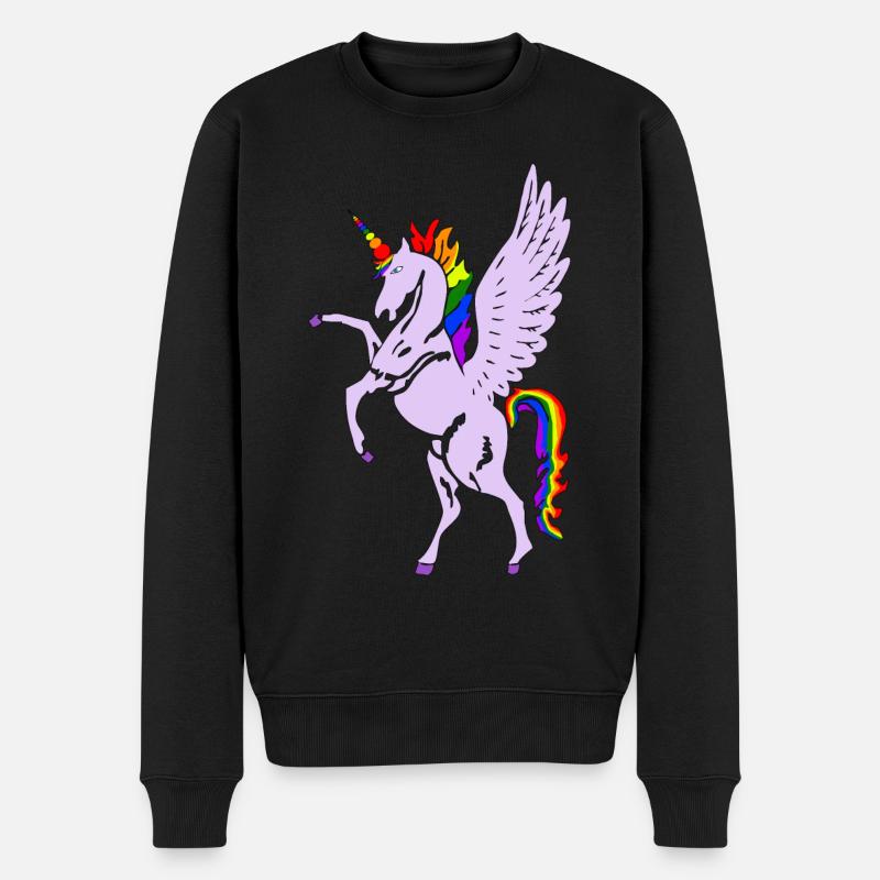 Einhorn - Männer Premium Bio Pullover - Schwarz