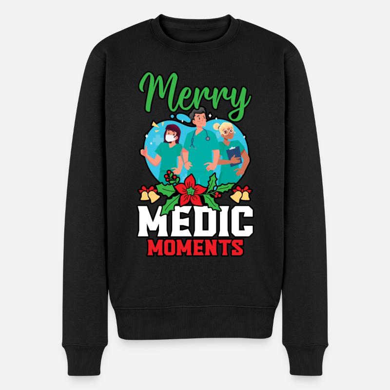 Merry Medic Moments Krankenschwester Weihnachten - Männer Premium Bio Pullover - Schwarz