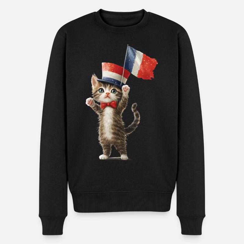 Katze - Männer Premium Bio Pullover - Schwarz