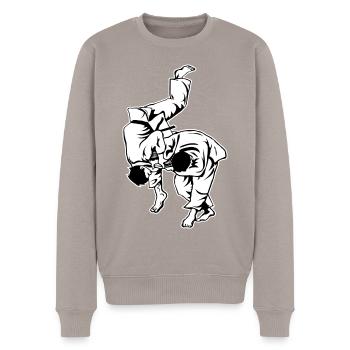 Judo Waza T-Shirt - coole Judoka Geschenkidee - Männer Premium Bio Pullover - Taupe - Vorne - Nico (187cm)