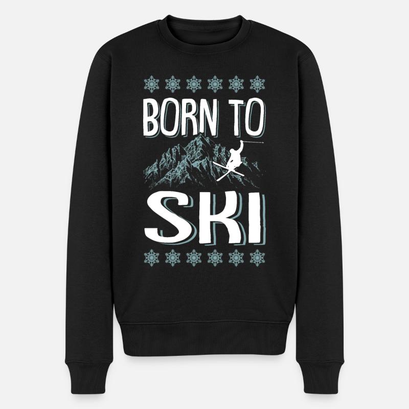 born to ski skiing - Männer Premium Bio Pullover - Schwarz