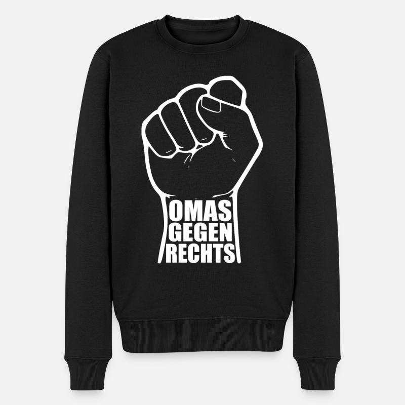 Omas gegen rechts - Männer Premium Bio Pullover - Schwarz