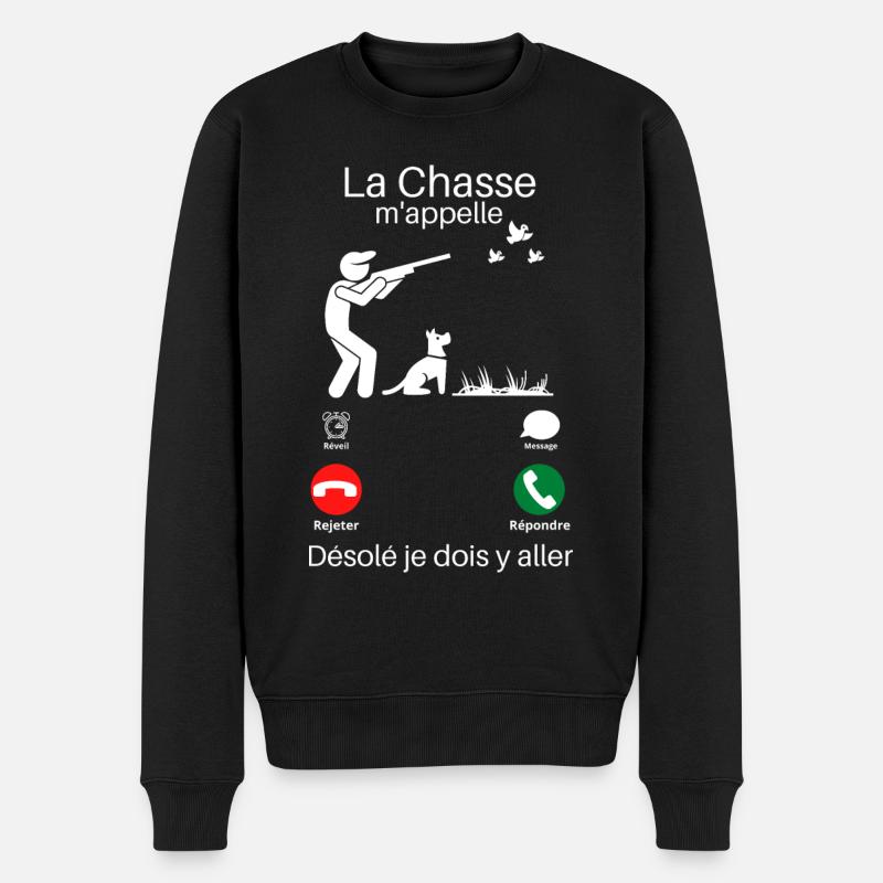la chasse m'appelle cadeau chasseur humour - Pull Premium bio Homme - noir