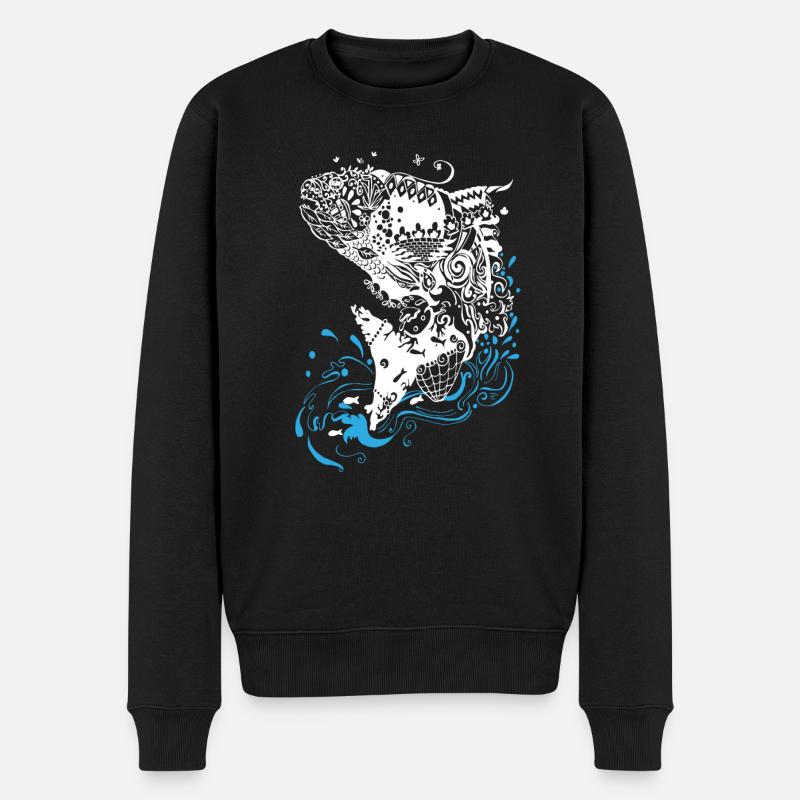 Springender Fisch - Männer Premium Bio Pullover - Schwarz