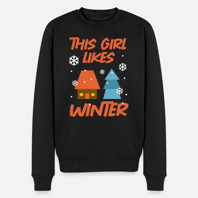 Mädchen mag Wintersaison gemütlichen - Männer Premium Bio Pullover - Schwarz