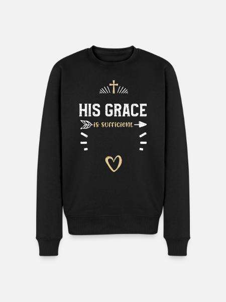 His grace is sufficient - Jesus - Men's Premium Organic Jumper - black
