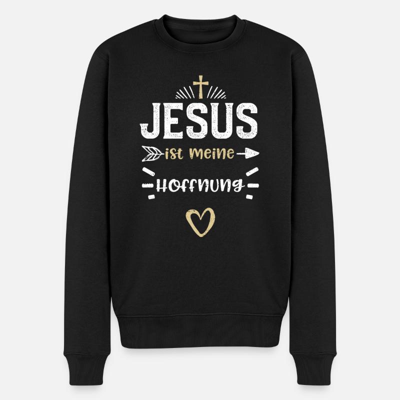 Jesus ist meine Hoffnung - Jesus - Männer Premium Bio Pullover - Schwarz