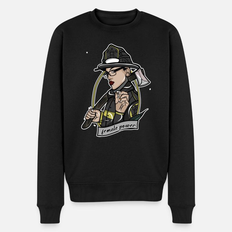 Pompier // Oldschool // Illustration - Pull Premium bio Homme - noir