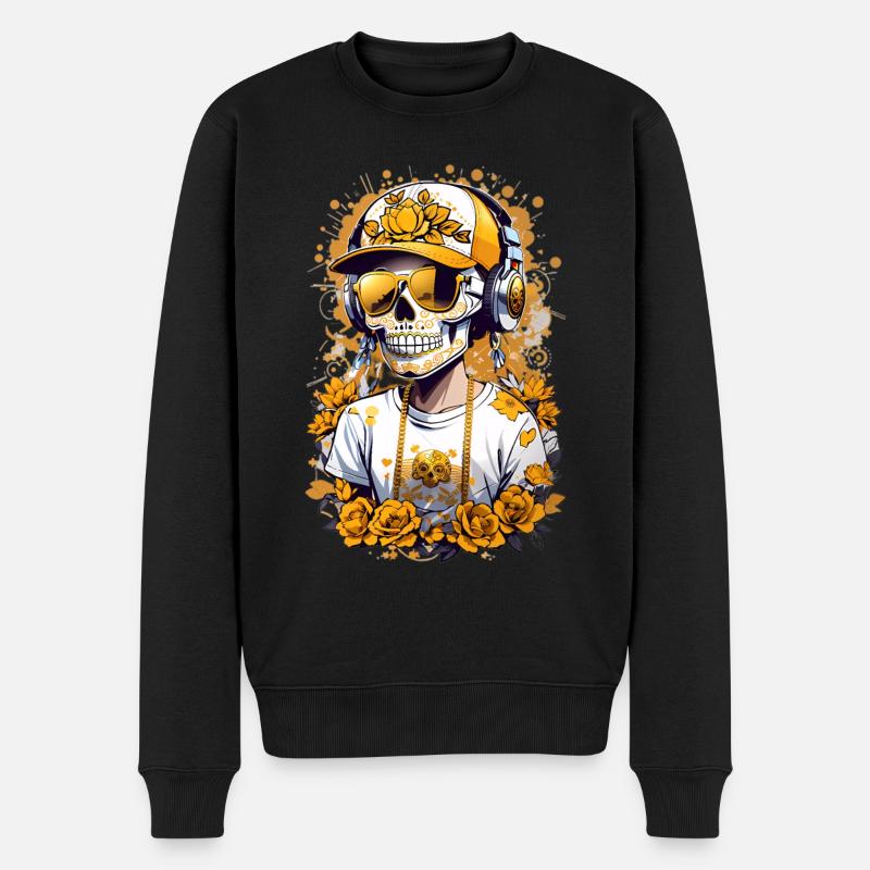 Zucker Skull - Männer Premium Bio Pullover - Schwarz
