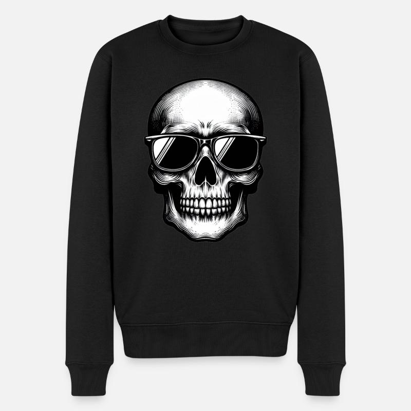 Totenkopf Sonnenbrille T-Shirt schlicht - Männer Premium Bio Pullover - Schwarz