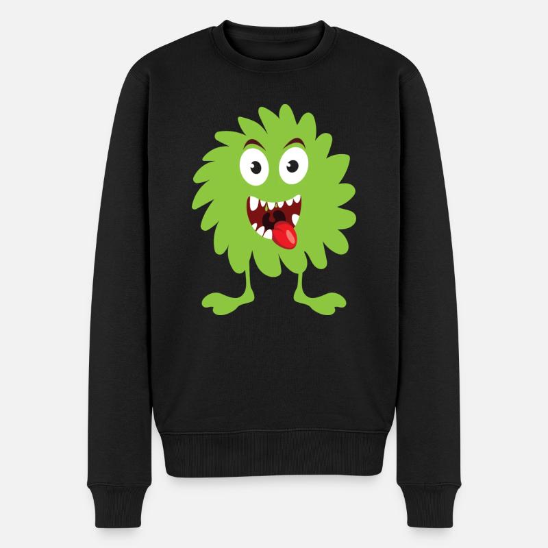 green fluffy monster - Männer Premium Bio Pullover - Schwarz