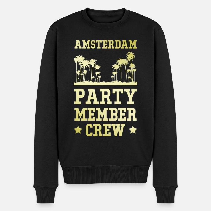 Amsterdam Party Crew - Männer Premium Bio Pullover - Schwarz