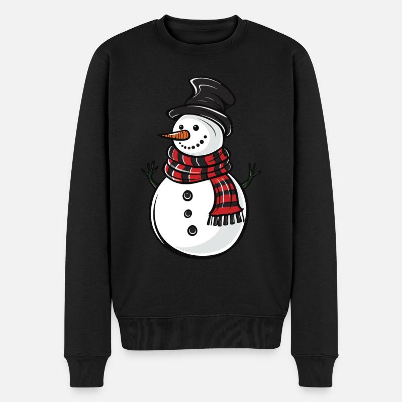 Schneemann Winter Weihnachten - Männer Premium Bio Pullover - Schwarz