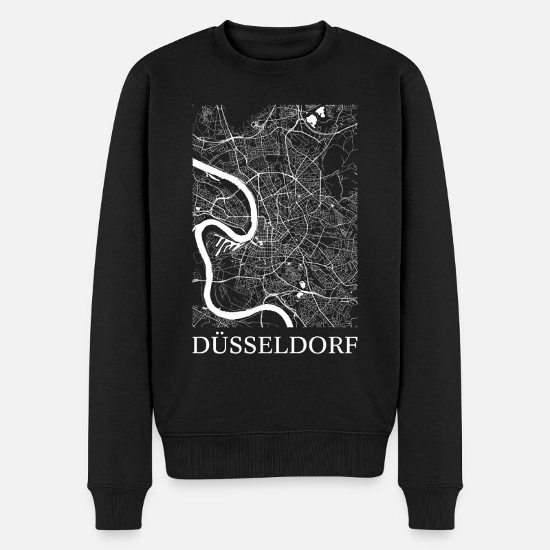 Karte von Düsseldorf - Männer Premium Bio Pullover - Schwarz