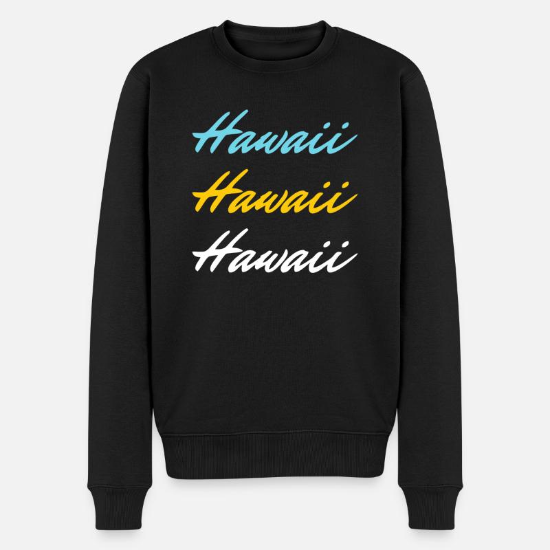 Hawaii farbig - Männer Premium Bio Pullover - Schwarz