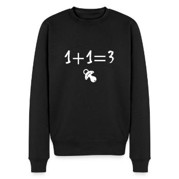 Verkündung Schwangerschaft 1+1=3 Schnuller weiß - Männer Premium Bio Pullover - Schwarz - Vorne - Nico (187cm)