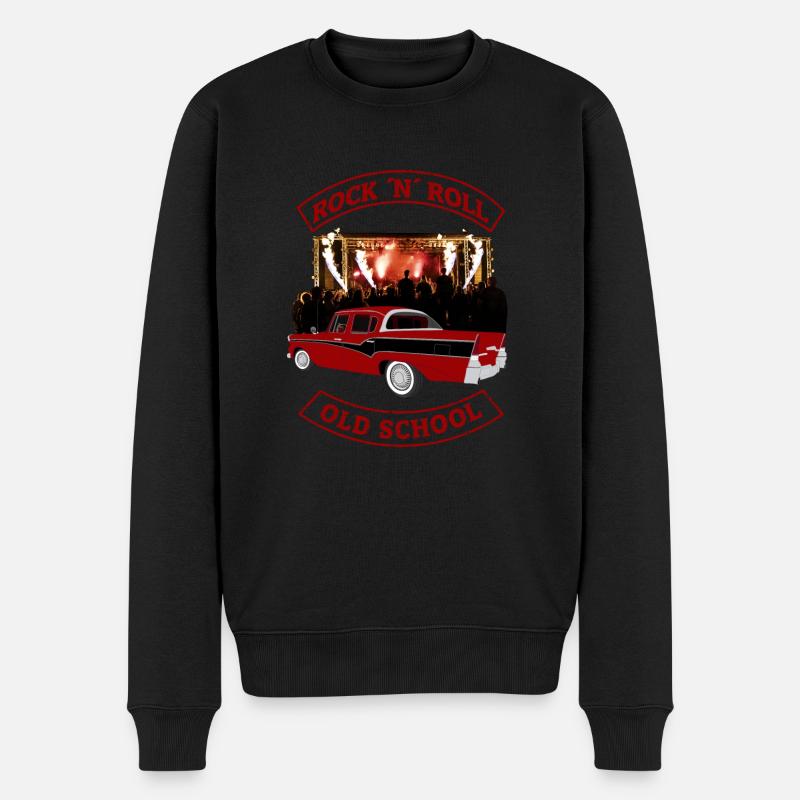 Oldtimer Auto/Old School Rock N Roll - Männer Premium Bio Pullover - Schwarz