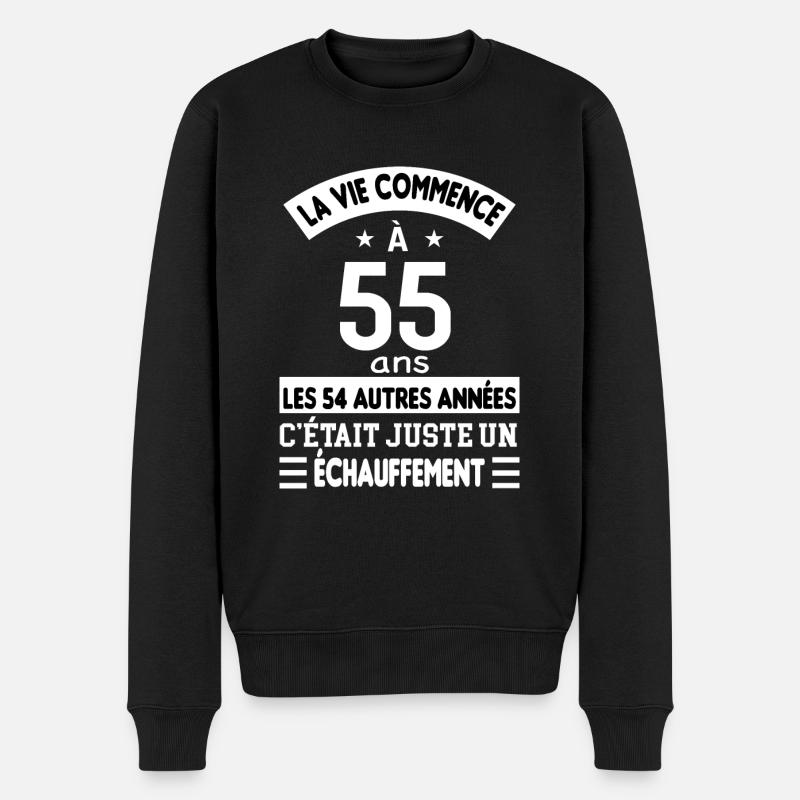 Cadeau anniversaire 55 ans - Pull Premium bio Homme - noir