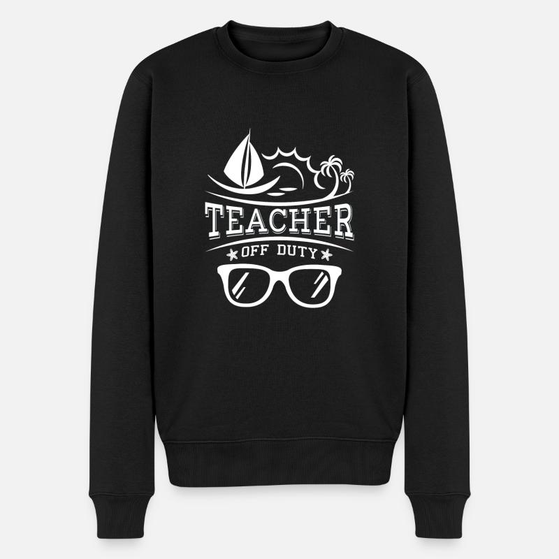 Teacher off Duty - fun school - Männer Premium Bio Pullover - Schwarz
