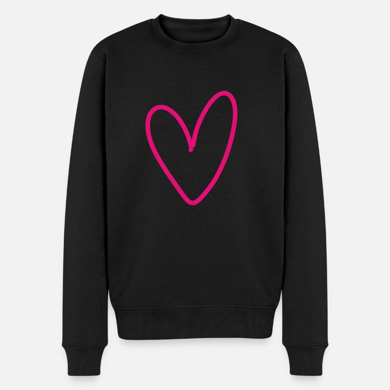 Rosa Herz Gemalt - Männer Premium Bio Pullover - Schwarz