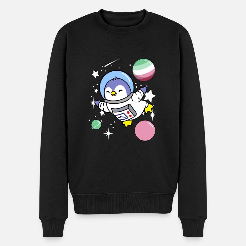 Pinguin Astronaut Abrosexual Pride - Männer Premium Bio Pullover - Schwarz