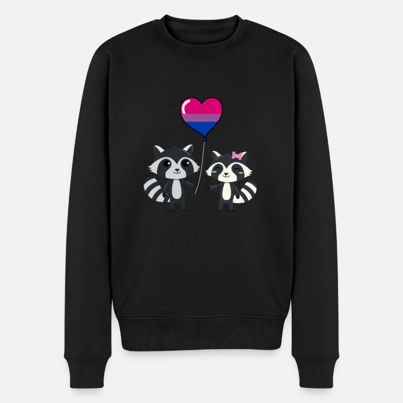 Raccoon Couple Bisexual Pride - Männer Premium Bio Pullover - Schwarz