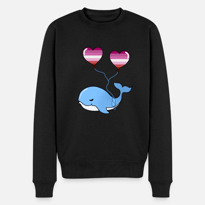 Wal Herzballon Lesbian - Männer Premium Bio Pullover - Schwarz