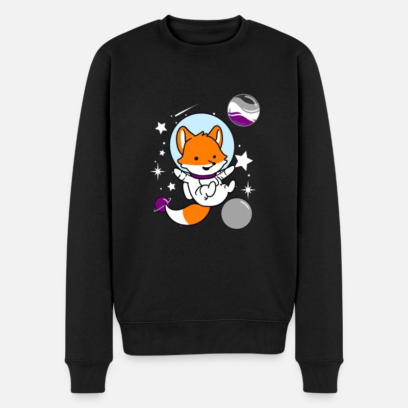 Fuchs Astronaut Ace Pride - Männer Premium Bio Pullover - Schwarz