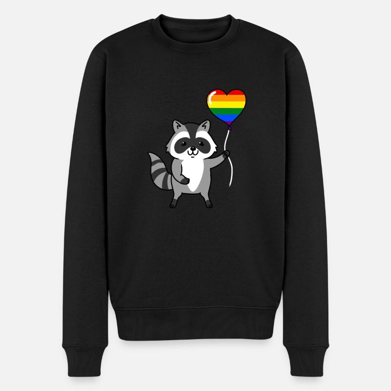 Waschbär Herzballon LGBT Gay Pride - Männer Premium Bio Pullover - Schwarz