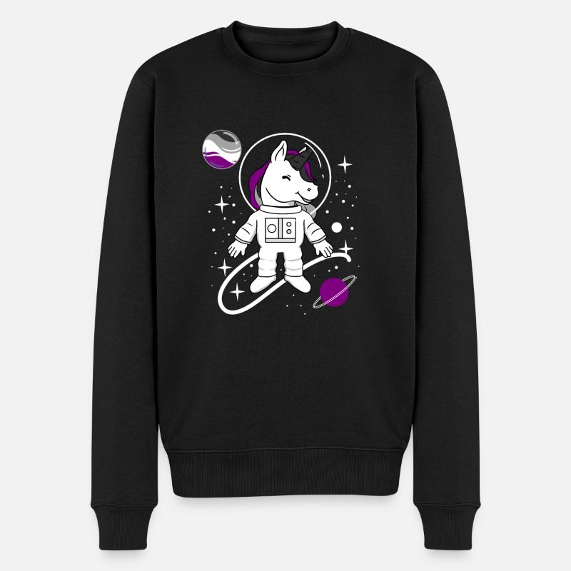 Einhorn Astronaut Ace Pride - Männer Premium Bio Pullover - Schwarz