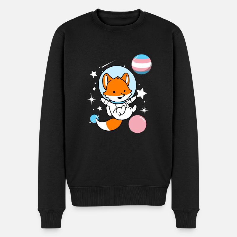 Fuchs Astronaut Trans Pride - Männer Premium Bio Pullover - Schwarz