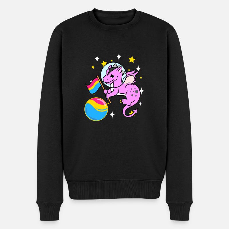 Drache Astronaut Pan Pride - Männer Premium Bio Pullover - Schwarz