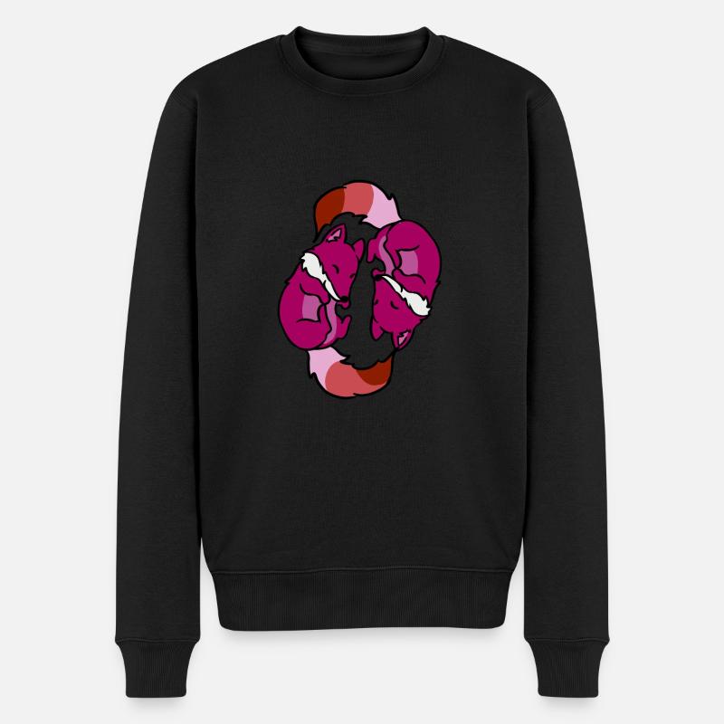 Yin Yang Renards Lesbian Pride - Pull Premium bio Homme - noir