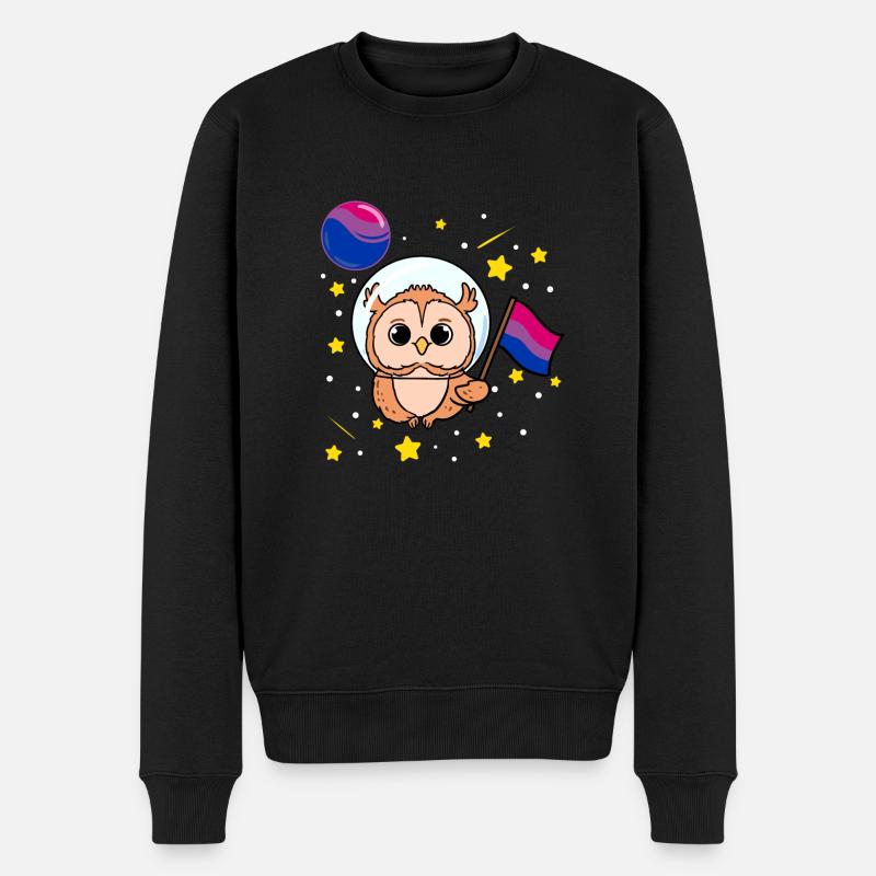Eule Im Weltraum Bisexual Pride - Männer Premium Bio Pullover - Schwarz