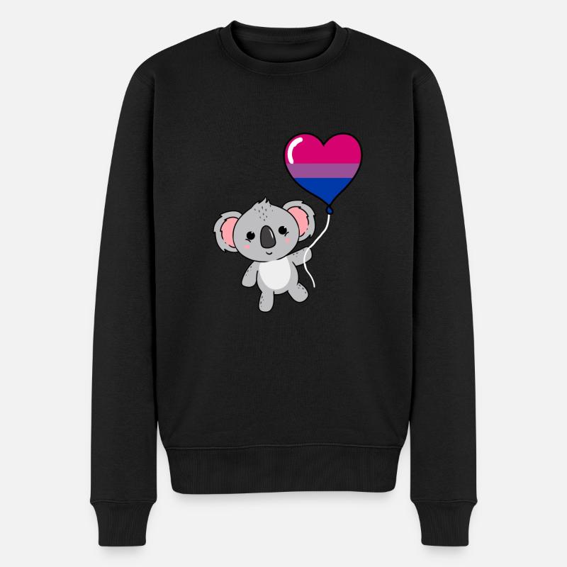 Koala Herzballon Bisexual Pride - Männer Premium Bio Pullover - Schwarz