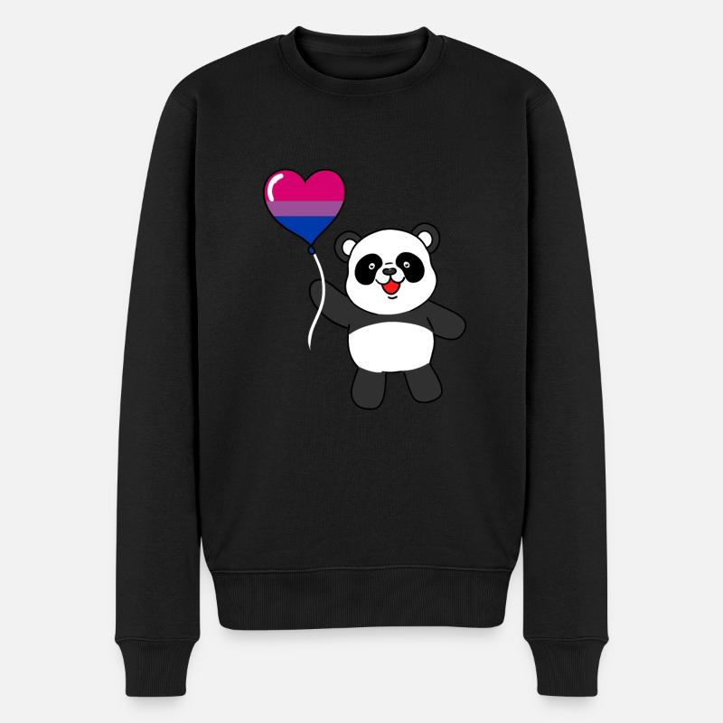 Panda Bisexual Pride Herzballon - Männer Premium Bio Pullover - Schwarz