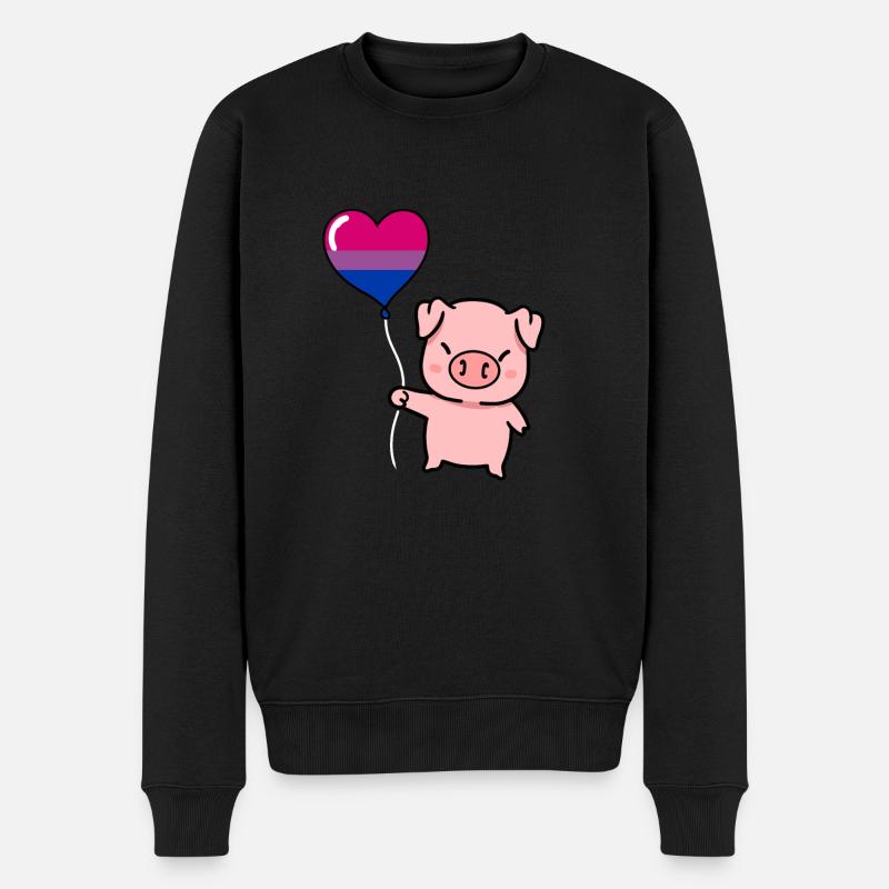 Schwein Herzballon Bisexual Pride - Männer Premium Bio Pullover - Schwarz