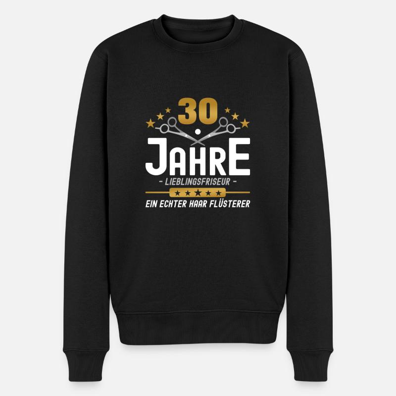 30 Jahre Jubiläum Friseur - Männer Premium Bio Pullover - Schwarz
